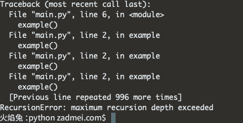 Python 错误 RecursionError: maximum recursion depth exceeded