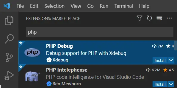 将 PHP 与 Visual Studio 代码一起使用